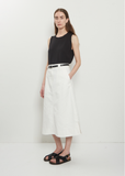 Side Vent Cotton Skirt — Off White