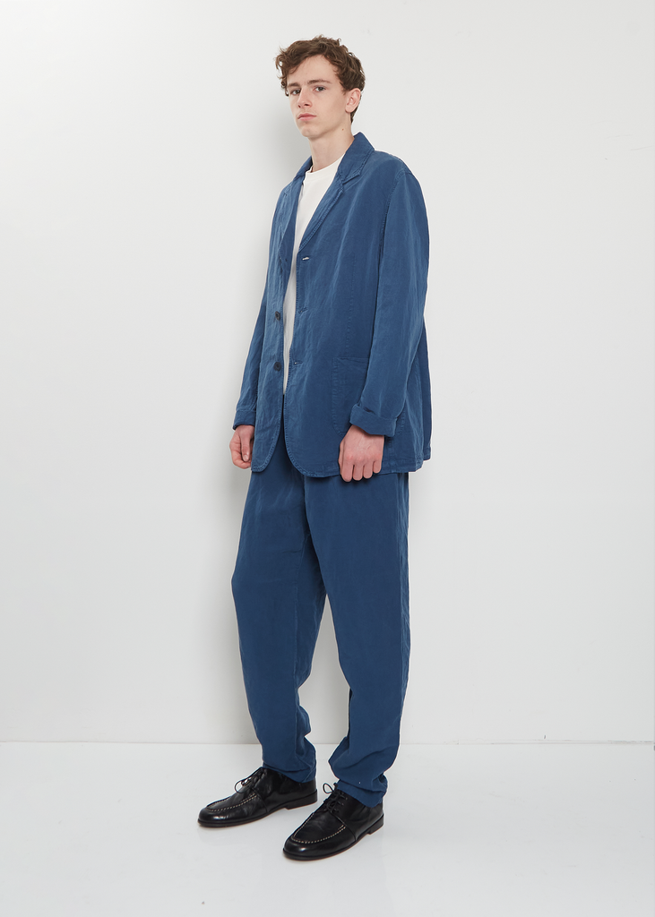 U Courte Linen Jacket — Blue