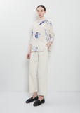 Japonism Flower Cotton Shirt — Ivory