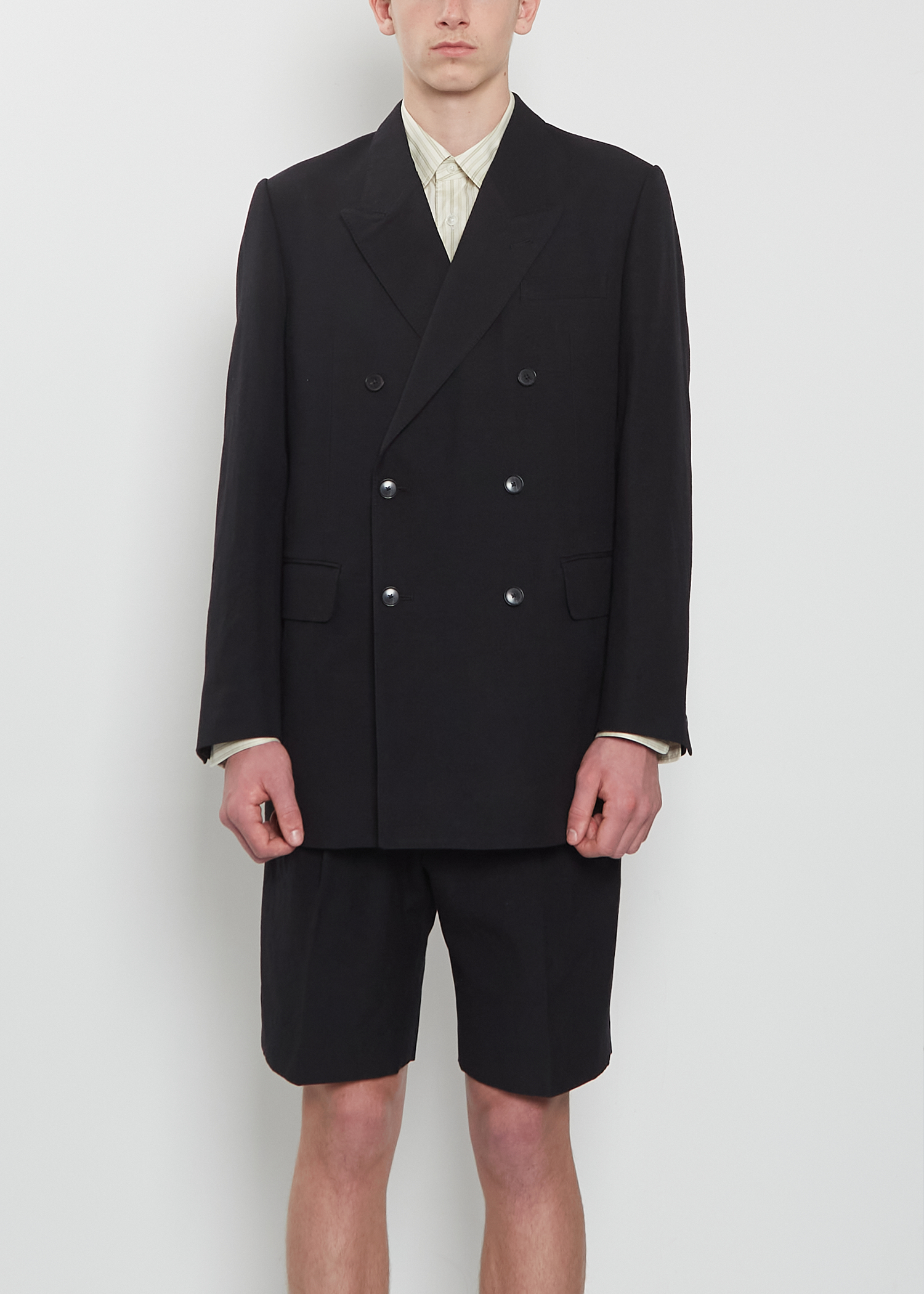 Wool Cotton Linen OX Double-Breasted Jacket – La Garçonne Wool Cotton Linen OX Double-Breasted Jacket – La Garçonne