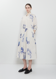 Japonism Flower Print Dress — Ivory