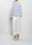 Cotton Poplin Mini Collar Boxy Shirt — Cloud