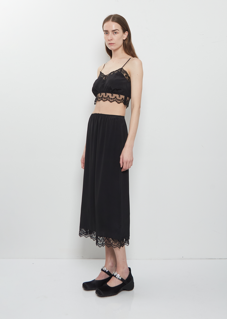 Lace Trim Negligee Skirt - Black