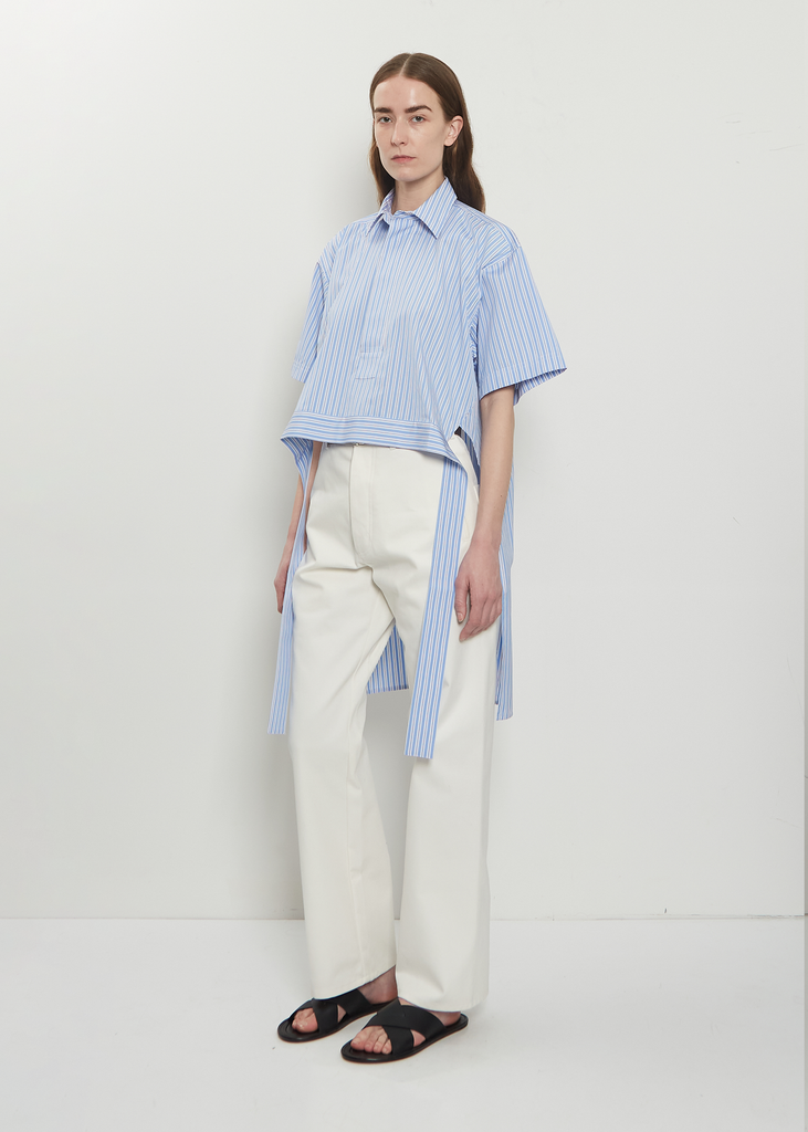 Striped Cotton Popeline Half Sleeve Shirt