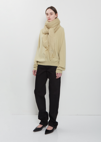 Woven Cashmere Scarf Mono — Beige