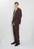 U Courte Linen Jacket — Brown