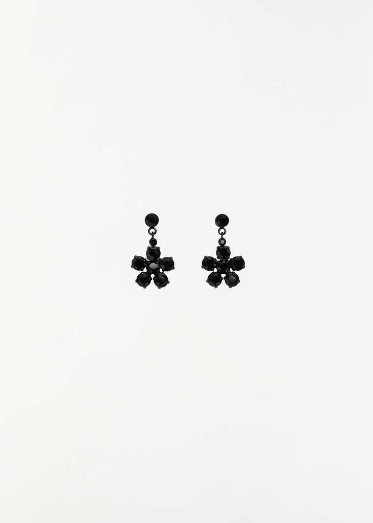 Mini Daisy Drop Earrings — Jet