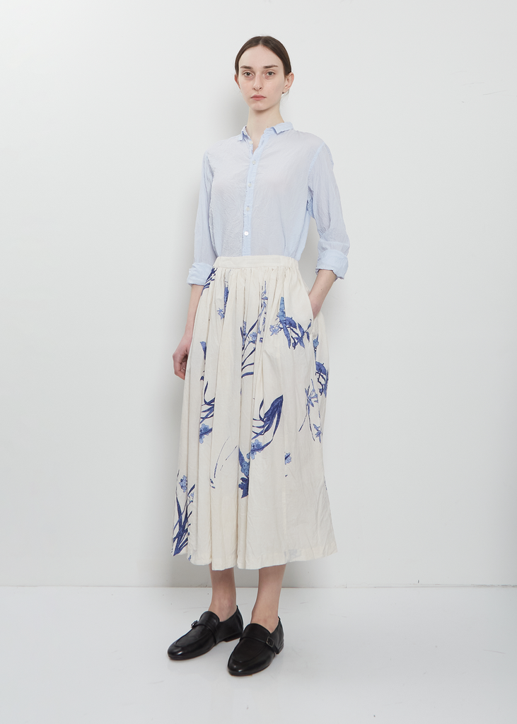 Japonism Flower Print Skirt — Ivory
