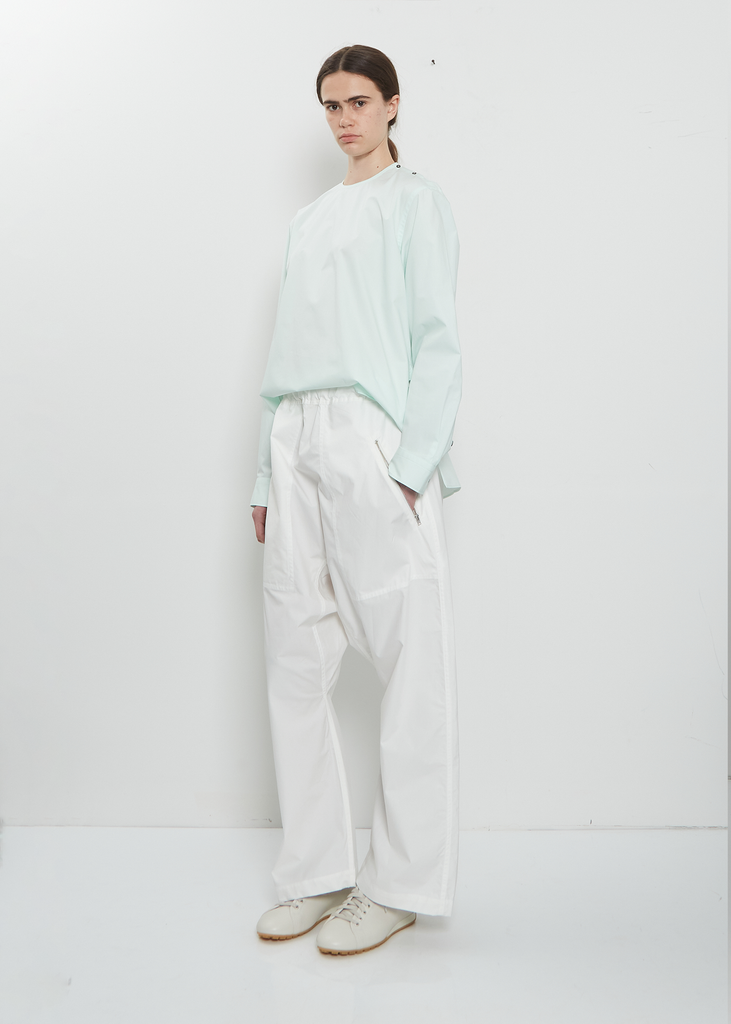 Pack Side Zip Cotton Pant — White