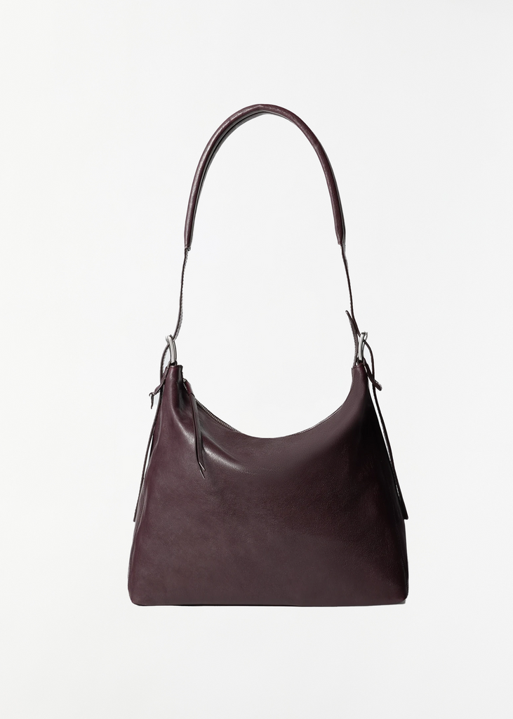 Hobo Belted Leather Bag, Small — Chianti