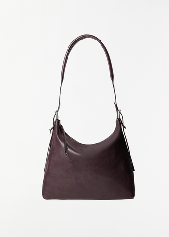 Hobo Belted Leather Bag, Small — Chianti