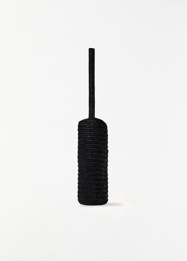 Alma Raffia Shoulder Bag — Black