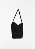 Alma Raffia Shoulder Bag — Black