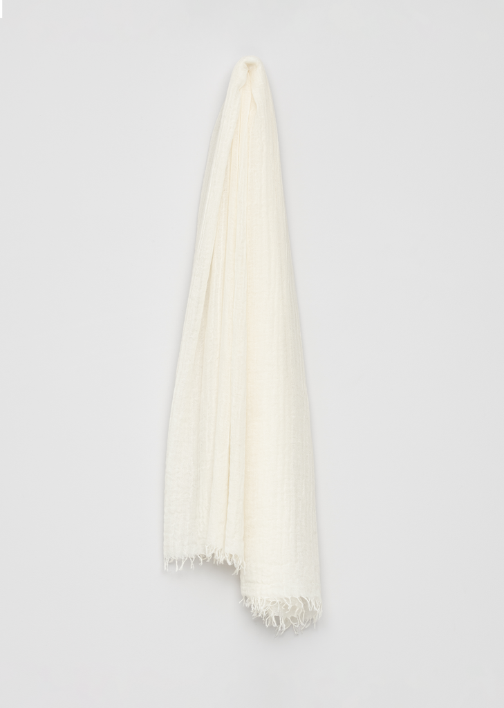 Washed Cashmere Silk Staffa Scarf — Snow