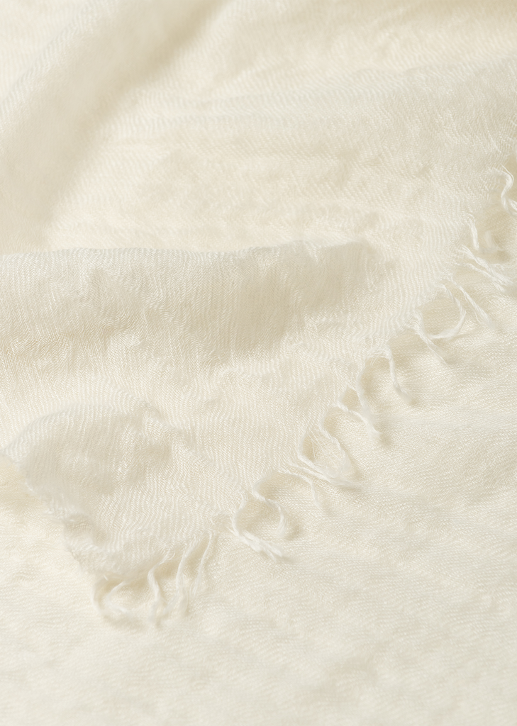 Washed Cashmere Silk Staffa Scarf — Snow