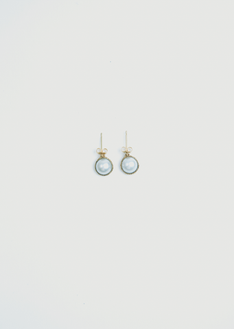 Bijoux Half Cut Pearl Yellow Gold Earrings