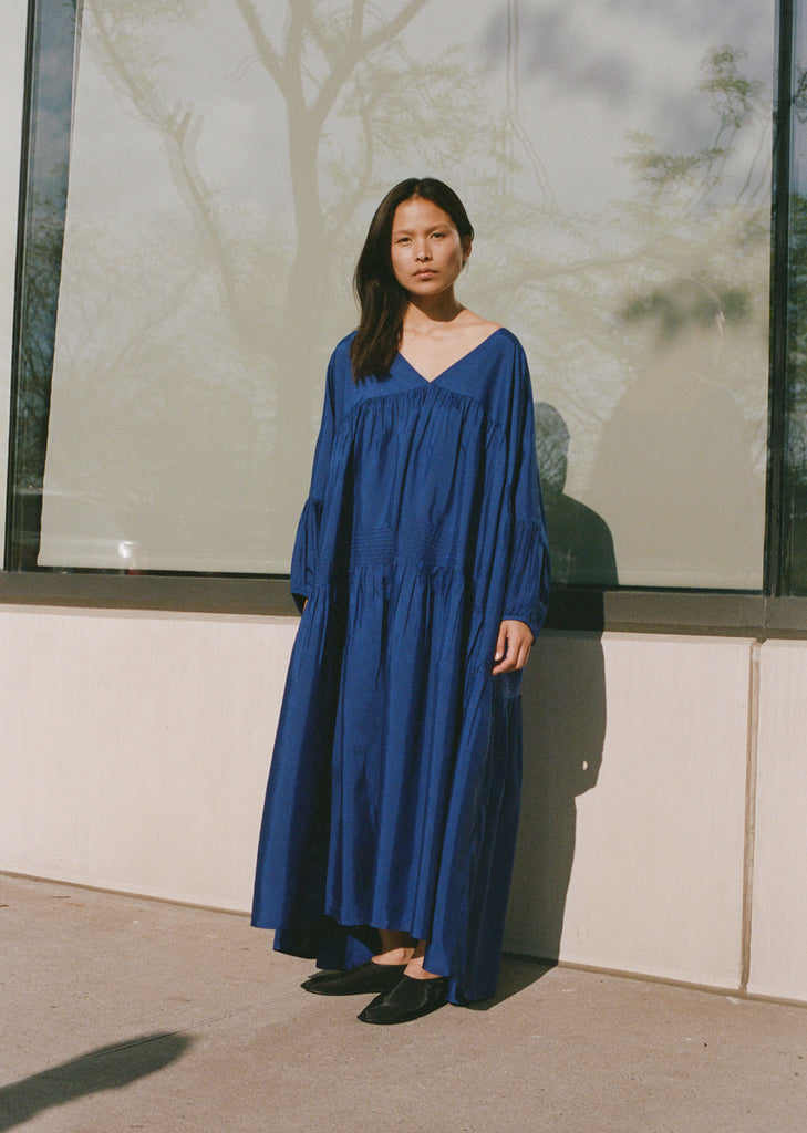 Airi Silk Habotai Maxi Dress — Ultramarine