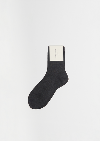 Silk Blend One Ankle Socks — Dark Grey Melange