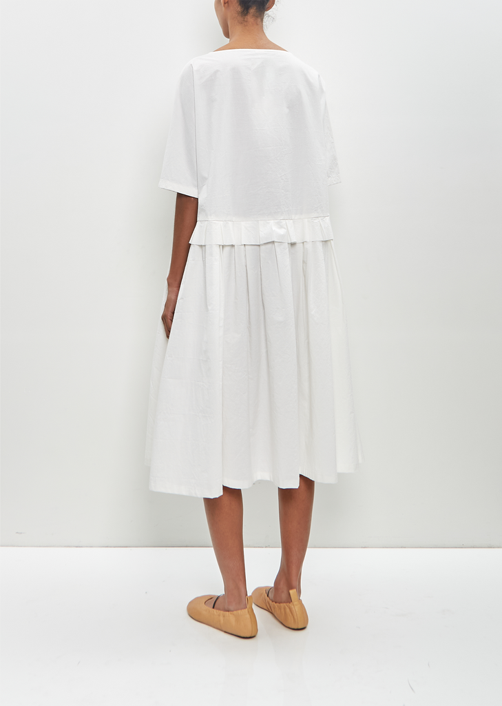 Cotton Pleated Trim Dress