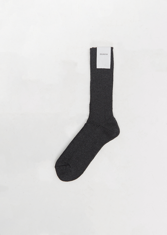 Cotton Cashmere Low Gauge Socks — Top Charcoal