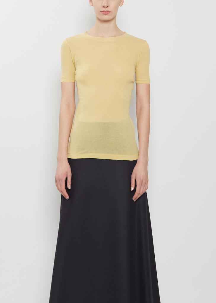 Super High Gauge Sheer Rib Tee — Mustard
