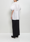 Cotton Rouched Sleeve Top — White