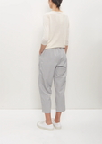 Linen Poly Cropped Pleated Pant — Cement