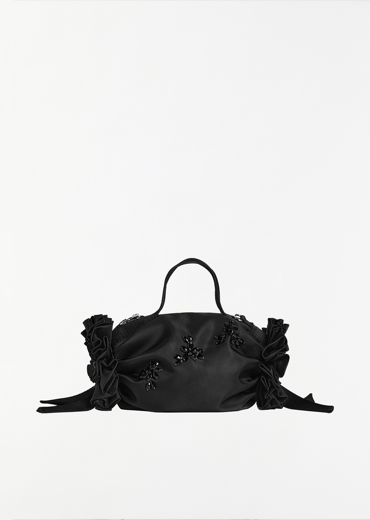 Double Ribbon Rosette Bag, Mini — Black