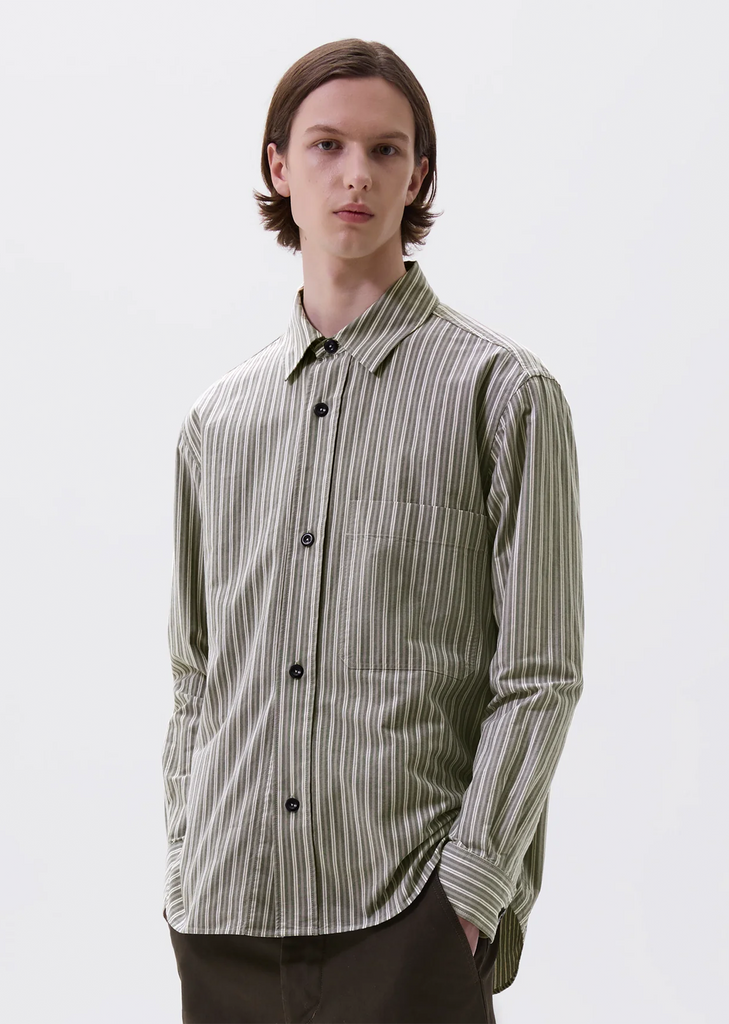 Basic Cotton Shirt — Forest / Grey / Off White