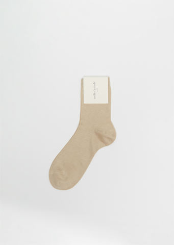 Silk Blend One Ankle Socks — Beige