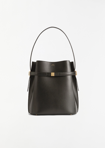 Belted Leather Bucket Bag