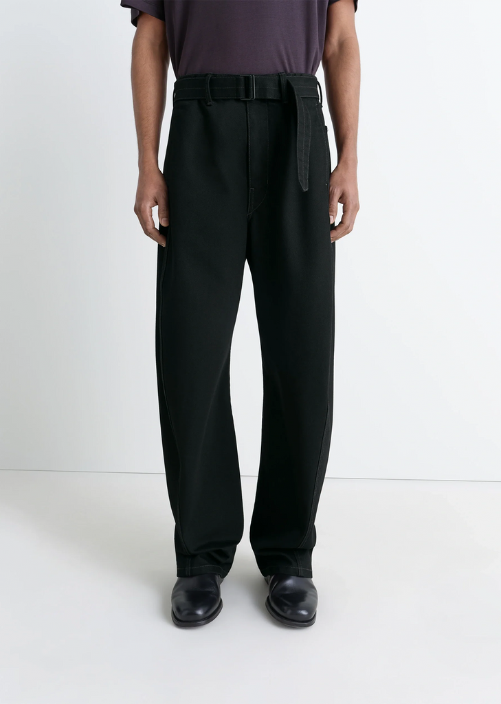 Twisted Belted Cotton Denim Pants