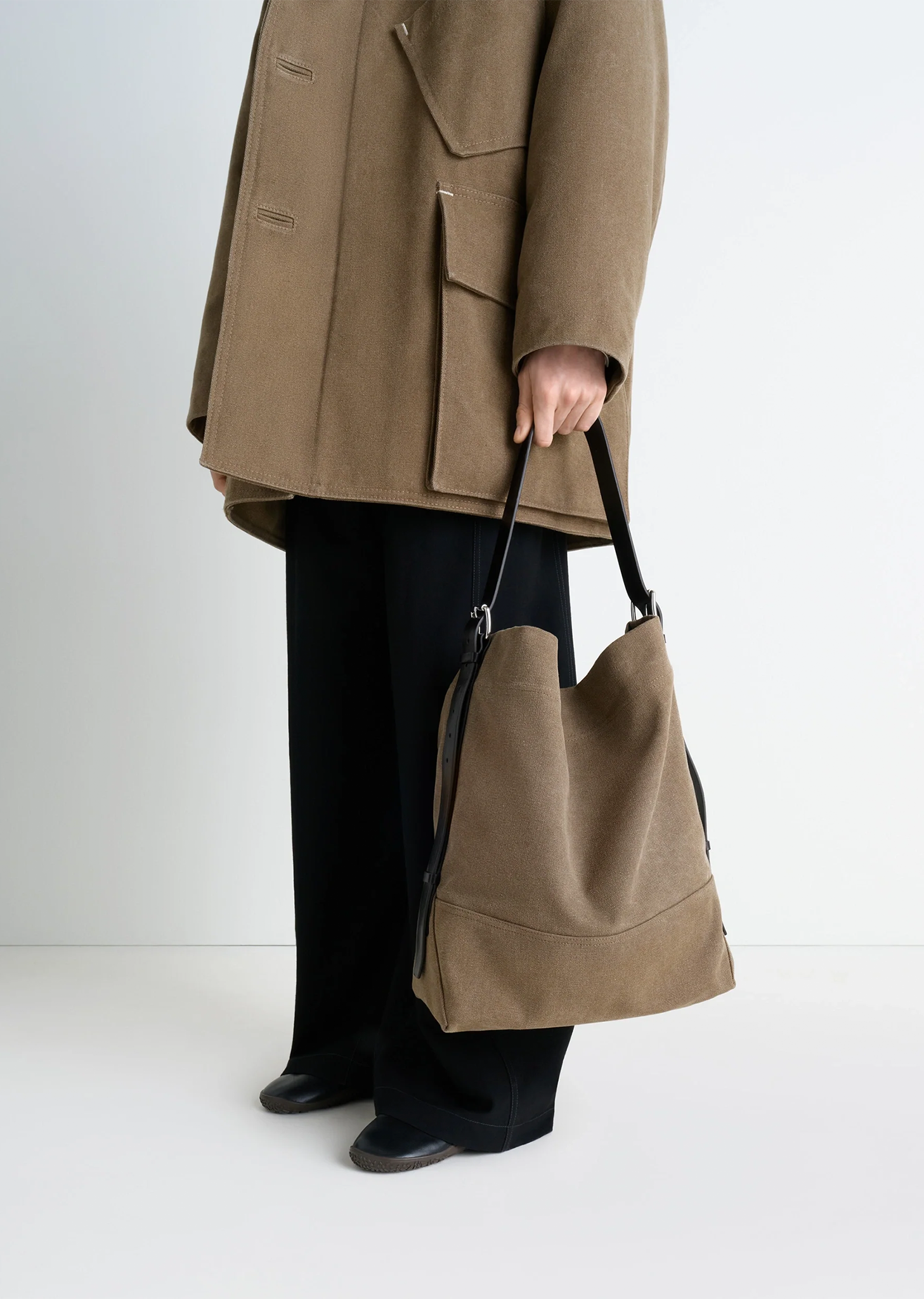 Belted Cotton Tote Bag — Sisal – La Garçonne Belted Cotton Tote Bag — Sisal – La Garçonne