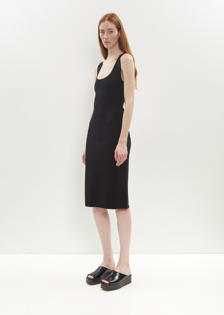 Compact Knit Short Tank Dress — Black