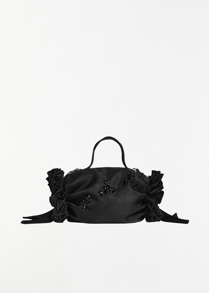 Double Ribbon Rosette Bag, Mini — Black