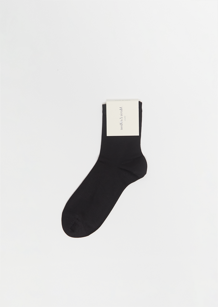 Silk Blend One Ankle Socks — Black