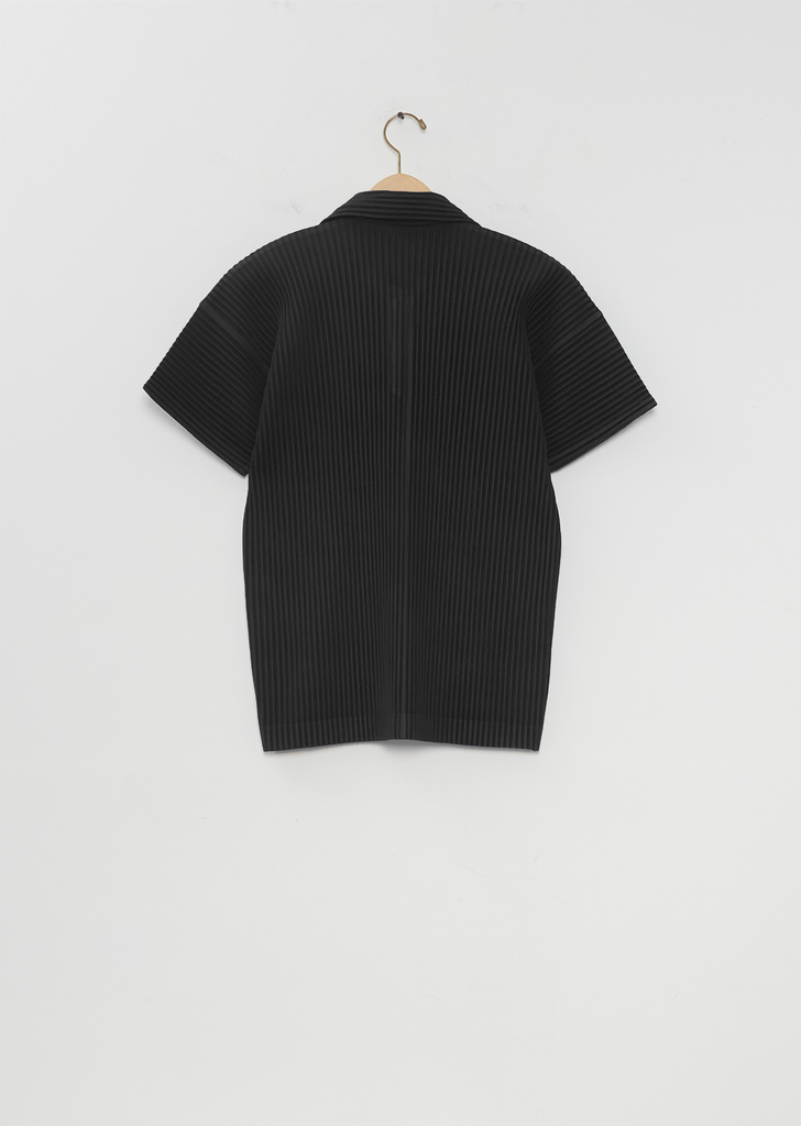 Pleated Basics Polo Shirt — Black