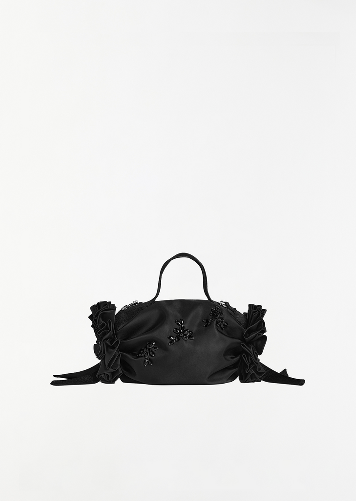 Double Ribbon Rosette Bag, Mini — Black