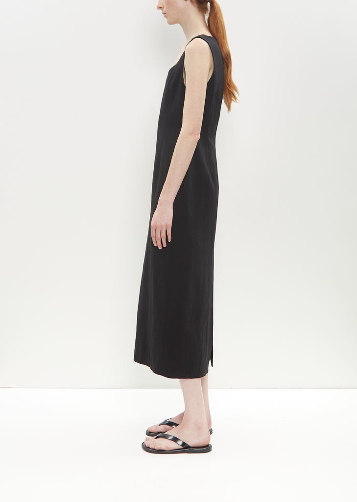 Cotton Linen Gabarine Dress — Black