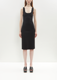 Compact Knit Short Tank Dress — Black