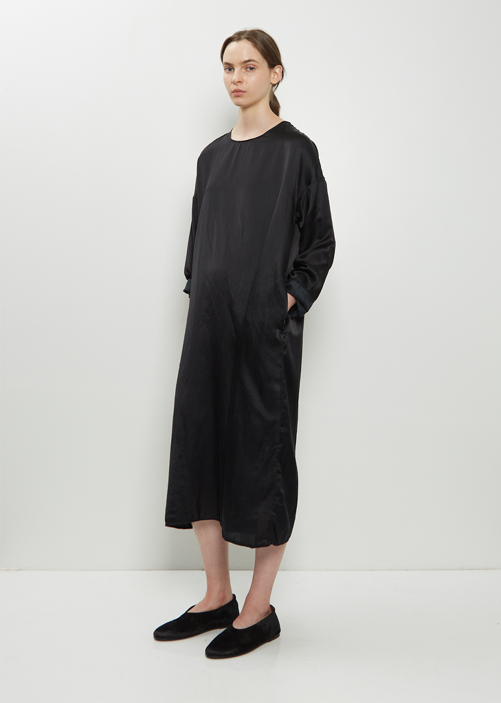 Silk Cotton T-Dress  — Black