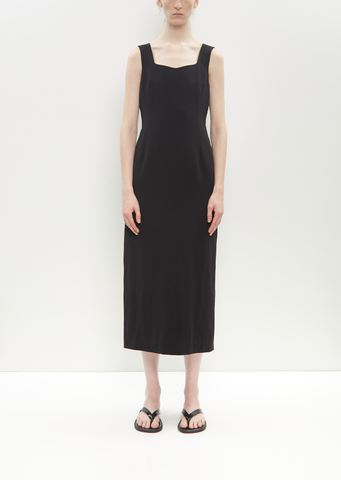 Cotton Linen Gabarine Dress — Black