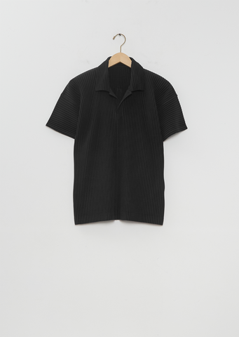 Pleated Basics Polo Shirt — Black