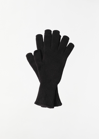 Cashmere Long Cuff Glove — Black