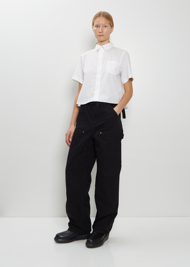 Washed Cotton Canvas Duck Pants — Black