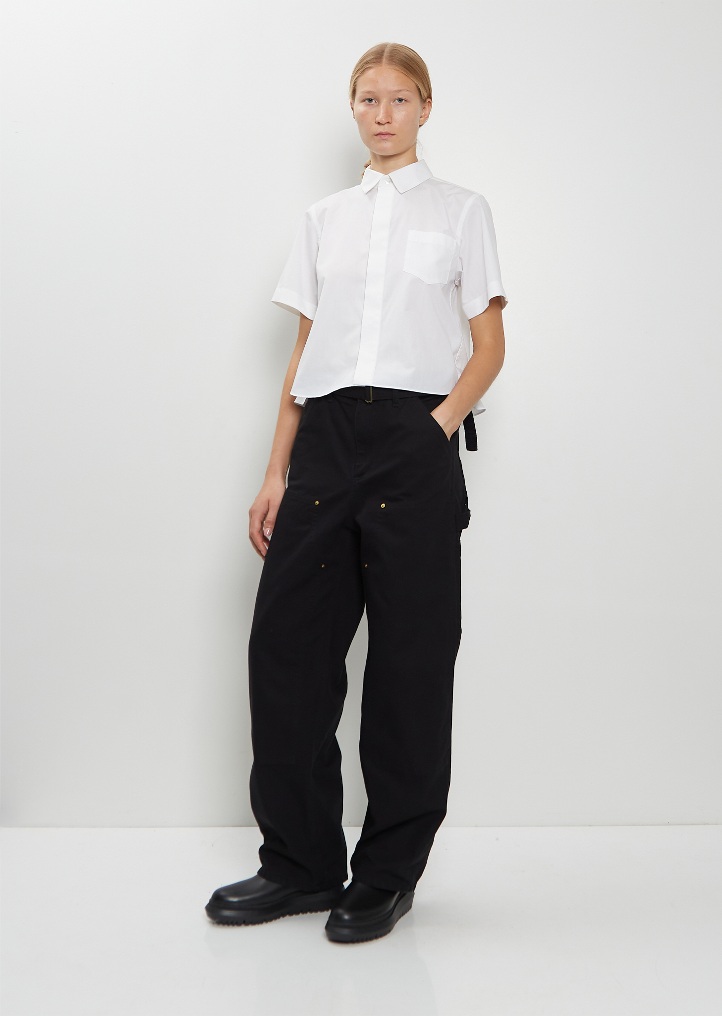 Washed Cotton Canvas Duck Pants — Black – La Garçonne Washed Cotton Canvas Duck Pants — Black – La Garçonne