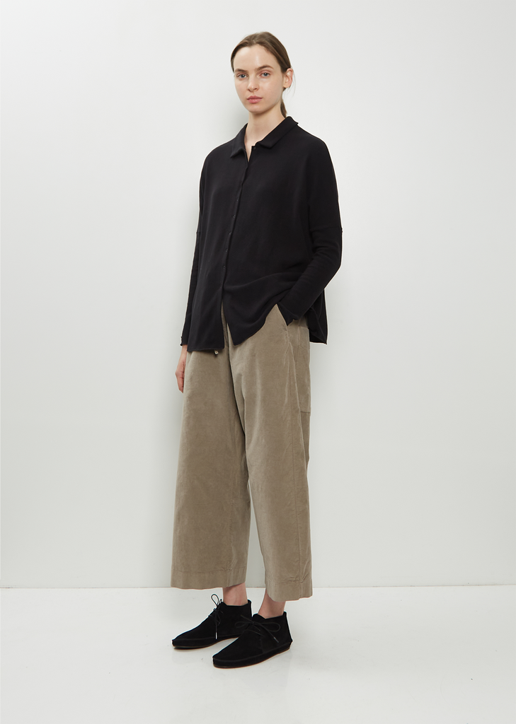 Heavy Jersey Polo Top — Black