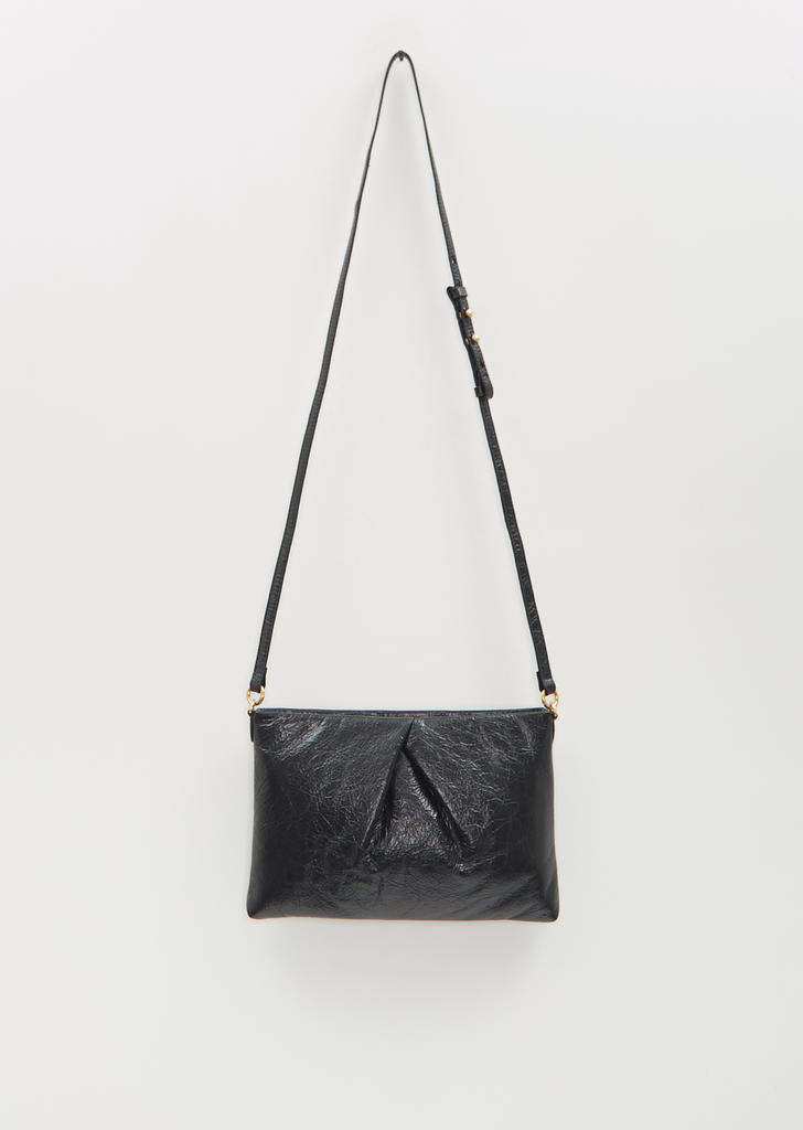 Leather Flat Pouch, Small — Black