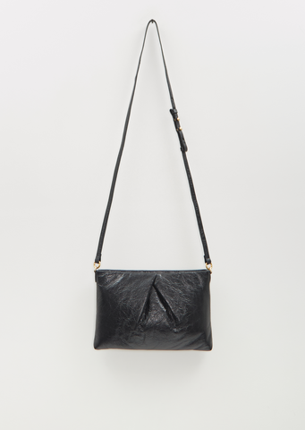Leather Flat Pouch, Small — Black