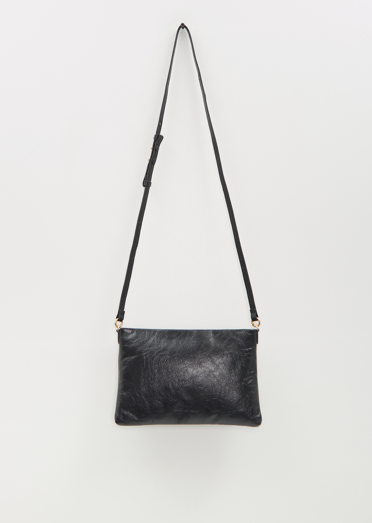 Leather Flat Pouch, Small — Black